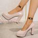 2025 Autumn New Round-Toe Shallow-Heel Chunky-Heel Elegant Shiny Leather High-Heel Pumps, Direct Sale From Manufacturer,_vogvips.com