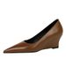 6639-1 Wind Shallow Mouth Pointed Foot Trimming For Skinny Banquet Single Women's Slope Heel Shoes_vogvips.com