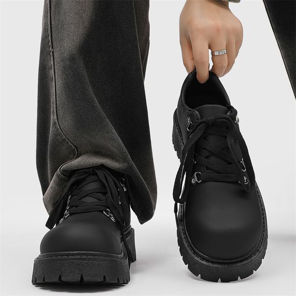 Men's Stylish Pointed-Toe Dress Shoes - Breathable PU Leather Lace-Up Oxfords For Business & Wedding, Korean Trendy Design With Height-Increasing_vogvips.com