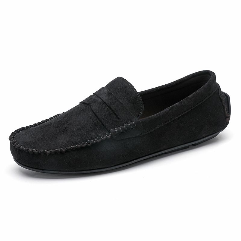 Fashion Suede Leather Men Casual Shoes Comfortable Man Loafers Lightweight Lazy Boat Shoes Breathable Slip On Man Driving Shoes_vogvips.com