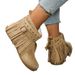 Large Size Rivet Fringe Metal Buckle Short Boots Autumn And Winter New Flat Warm Women's Boots_vogvips.com