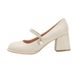 French Style Soft Leather Mary Jane For Women 2024 Summer New Stunning Chunky Heel High Heels Slip-On Loafers Single_vogvips.com