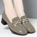 Chunky Heel Single For Women 2023 New Spring Women's Middle-aged Ladies Patent Loafers Soft Sole Mid-heel Deep Mouth_vogvips.com