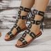 Foreign Trade Ready-to-ship Flat-soled Metal Buckle Hollow Sandals, 2026 Summer New Model, Cross-border Back-strap Roman_vogvips.com