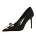 18249-K68 Fashionable And Sexy Pointed High Heels, Metal Bow Fine Follow Shoes, Satin Shallow Mouth Women's Shoes_vogvips.com