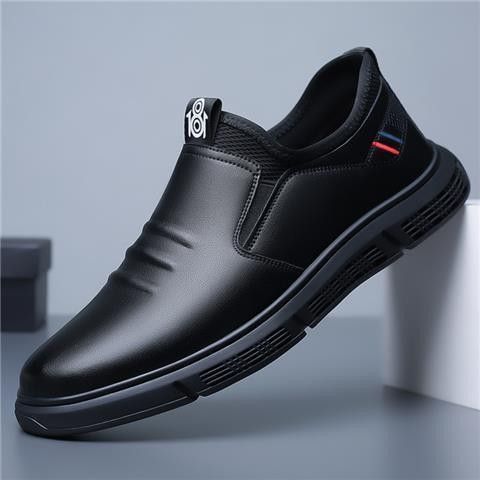 Euro Step Spring And Autumn New Business Casual Slip-On One-Step Men's Dad Leather Shoes_vogvips.com