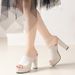 Women's Peep-Toe Sandals, Casual Summer New Style, European And American Fashion, One-Strap Chunky Heel Thick-Soled_vogvips.com