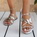 2025 Summer New European And American Style Round-Toe Flat Butterfly Hollow-Out Women's Large Size Casual Beach Sandals_vogvips.com