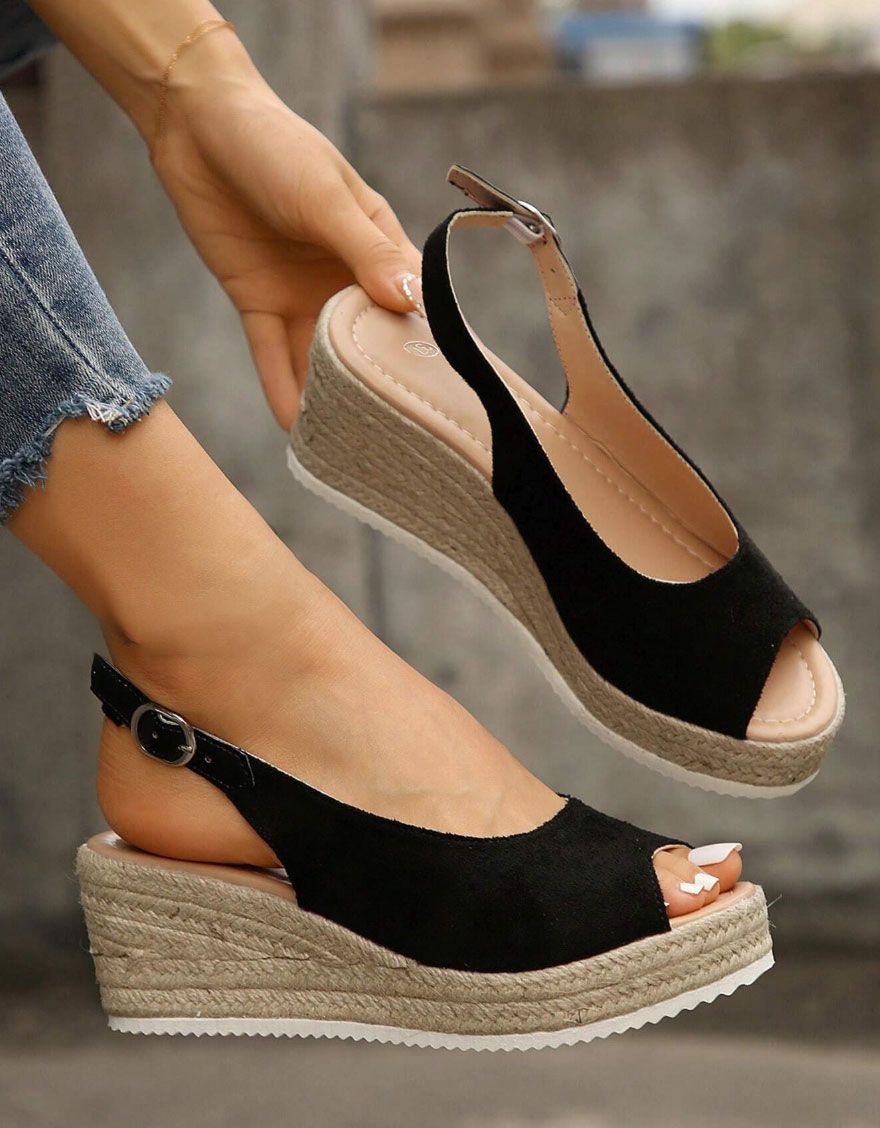 Women's Chunky Heel Sandals, Comfortable Elegant Summer Shoes, Waterproof Platform, Slip-On, Large Size, Outdoor Daily_vogvips.com