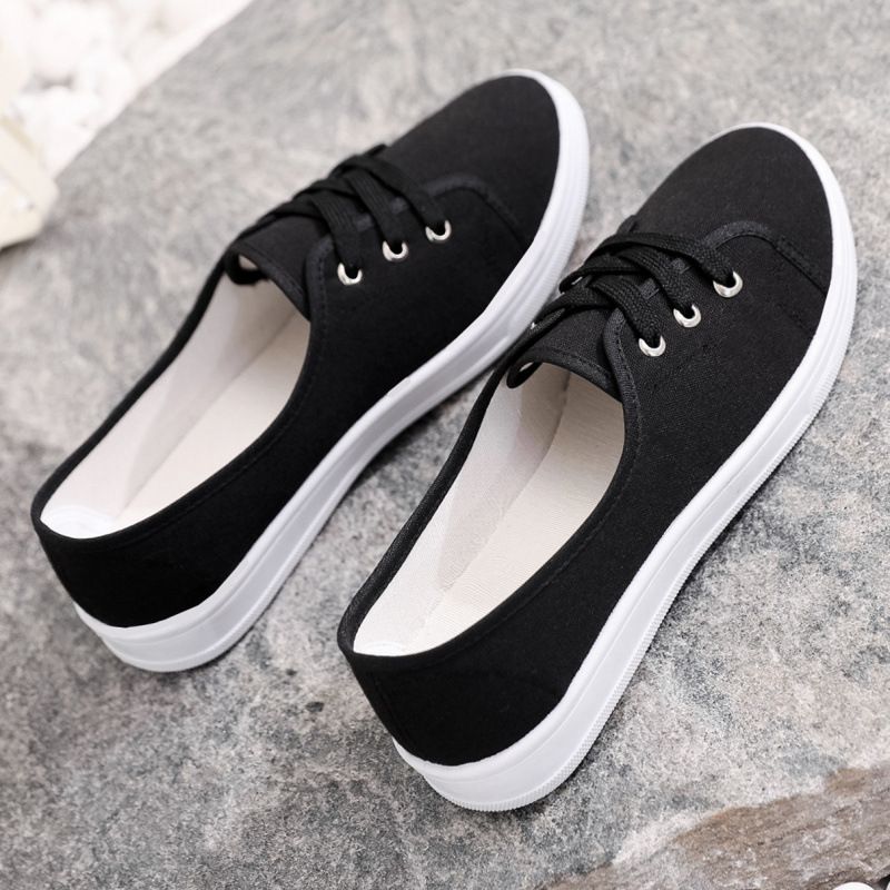for Women New Korean Style Versatile Casual Student Flat Harajuku Sneakers Classic Internet Celebrity White Canvas Shoes_vogvips.com