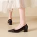 Soft Leather High-heeled Shoes Women, Chunky Heel, 2026 Spring New Model, Slip-on Shallow Mary Jane Shoes, Nude Color,_vogvips.com