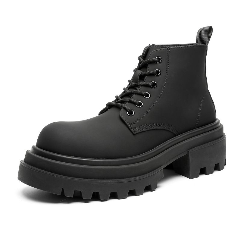 Mid-top Platform Men's Boots Mid-top Matte Heightening Martin Boots Chelsea Boots_vogvips.com