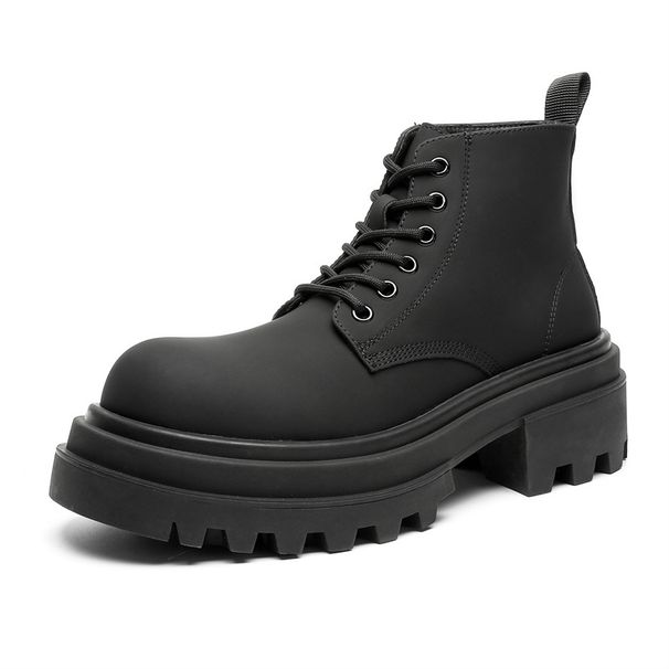 Mid-top Platform Men's Boots Mid-top Matte Heightening Martin Boots Chelsea Boots_vogvips.com