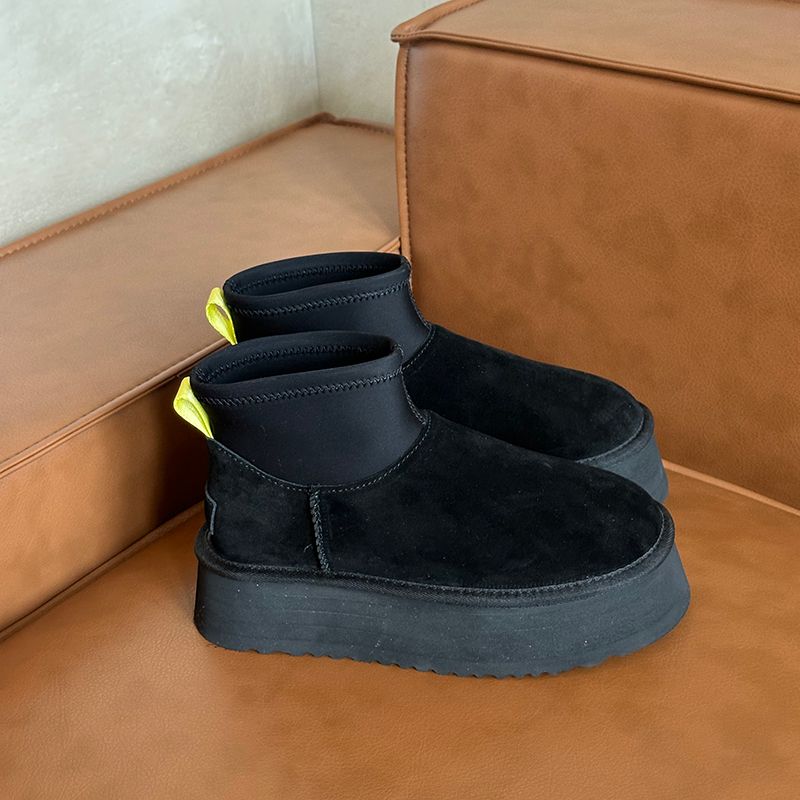 Winter Sheepskin Fur Integrated Thick-soled Short Elastic Boots Short Boots Casual Thickened Warm Snow Boots Women_vogvips.com