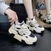 6616 Leather Surface Hidden Wedge Women 2025 Spring Summer New Versatile Korean Style Thick Sole Dad Shoes For Students_vogvips.com