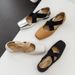 Women's Ballet Genuine Leather Square Toe French Retro Shallow Mouth Cross Strap Pig Nose Soft Sole Mary Jane Shoes_vogvips.com