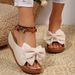 Summer Thick Sole Wedge Sandals For Women Plus Size European And American Style With Bow Foreign Trade Wish_vogvips.com