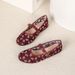Women's Lace Flat Shoes, Flower Mesh Round Toe Ballet Shoes, Adjustable Casual Flat Shoes, Suitable For Daily Lightweight And Comfortable Formal Shoes_vogvips.com