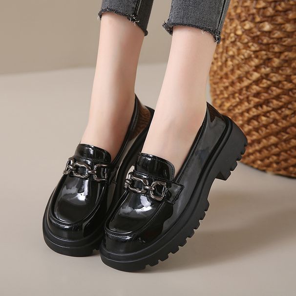 new Spring And Summer Women's Thick Bottom Lace-up Single Shoes Spring And Autumn Hundred With British Small Leather Shoeses_vogvips.com