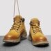 European Warm Series Autumn Winter New Yellow Leather Top Layer Pigskin Short Men's Casual Fleece Lined Warm Work Boots_vogvips.com