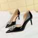 638-AK58 Korean Version Banquet Women's Shoes With Slim High Heels, Shallow Mouth, Pointed Toe, Patent Leather, Side_vogvips.com