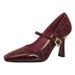 French Mary Jane Red Heels Stiletto 9cm Sexy 2025 New Leopard Print Patchwork Square Toe High Heel Pumps_vogvips.com