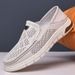 Hollow Out Shoes For Summer Breathab Business Genuine Ather Casual Round Toe, Midd-aged Men's One Gged Shoes,_vogvips.com