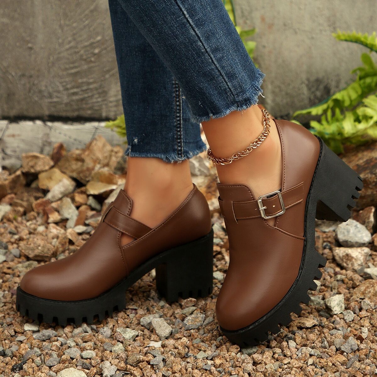 Women's British Style High Heeled Shoes Deep Cut Design Plus Size Professional Leather Autumn New Style_vogvips.com