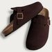 Crestar Women's Suede Clogs Leather Mules Cork Footbed Sandals Potato Shoes With Arch Support Fashion Leather Mules Shoes_vogvips.com