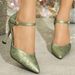 European And American Minimalist Summer High-heeled Shoes, Shallow Pointed Toe, Hollowed-out Back, Back Strap, Single_vogvips.com