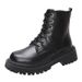 Women's Chunky Sole Winter Boots With Faux Fur Lining, Round Toe Lace-Up Ankle Boots For Casual Wear Boots Snow Boots Ankle Boots_vogvips.com