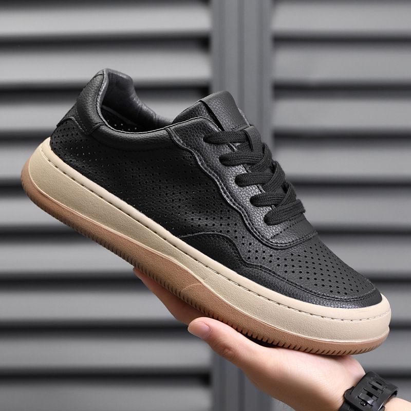 Low-Top Men's Shoes Summer Simple Fashion Breathable Casual Shoes Men's Genuine Leather Retro Versatile Casual Leather S_vogvips.com
