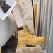 Grape Mom Same ~ Genuine Leather Yellow Martin Thick Sole Short British Style Boots 42 Large Size 41-43_vogvips.com