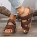 Large Casual For Women 2025 New Flat Thick Bottomed Cross Woven Solid Color Sandals_vogvips.com