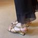 Cowhide Leather ~ Niche High-End Feel Gold Rhinestone Wedge Sandals For Women Summer 2025 New Style Irregular Heel High_vogvips.com