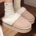 Furry For Women Outdoor 2025 New Spring Autumn Leather And Fur Integrated Snow Boots Thick Sole Plush Closed-Toe Cotton_vogvips.com