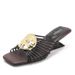 French-style Metallic Heeled Sandals Gold With Radial Strap Design, Niche Summer Outdoor Slippers_vogvips.com