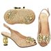 Frosted parquet diamond all-in-one round head fish mouth casual high-heeled fashion sandals with clutch set_vogvips.com