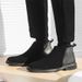 Men's Boots Mid Black Low Casual Leather Shoes_vogvips.com