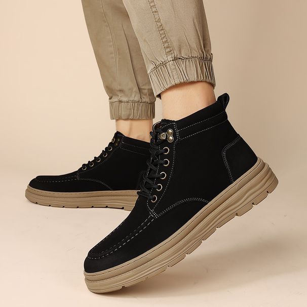 Martin Boots Men's Shoes Affect Height Increase Inner Height Increase Velvet Men's Cotton Shoes High-top Tooling Boots_vogvips.com