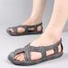 Men's And Women's Summer Retro Woven Sandals Soft Soled Breathable Non-Slip Beach Shoes Rubber Rattan Straw Flat Cool_vogvips.com