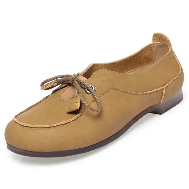AIYUQI Vintage Casual Spring Ladies Round Toe Lace-up Genuine Leather Large Size Women's Shoes_vogvips.com