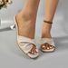 Plus Size Women's Slippers With Cross Strap And Thin Heel Fashionable Casual Sandals Independent Station Polyester_vogvips.com