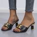 Extra Size Summer New Mid Open Toe For Women's Outsiders, Square Heel Slippers_vogvips.com