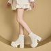 Chunky High Heels 11cm Mesh Platform Thick Sole Petite Princess Slim Knight Height Increasing Women's Boots_vogvips.com
