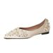Women's Style Pointed Toe Flat Shoes Rhinestone Low Cut Black Soft Sole Plus Size Commuter Footwear Women's Ballet Flats_vogvips.com