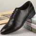 Spring Summer Korean Style White Pointed Leather Lace-up Men's Business Formal Photo Studio British Casual Shoes_vogvips.com