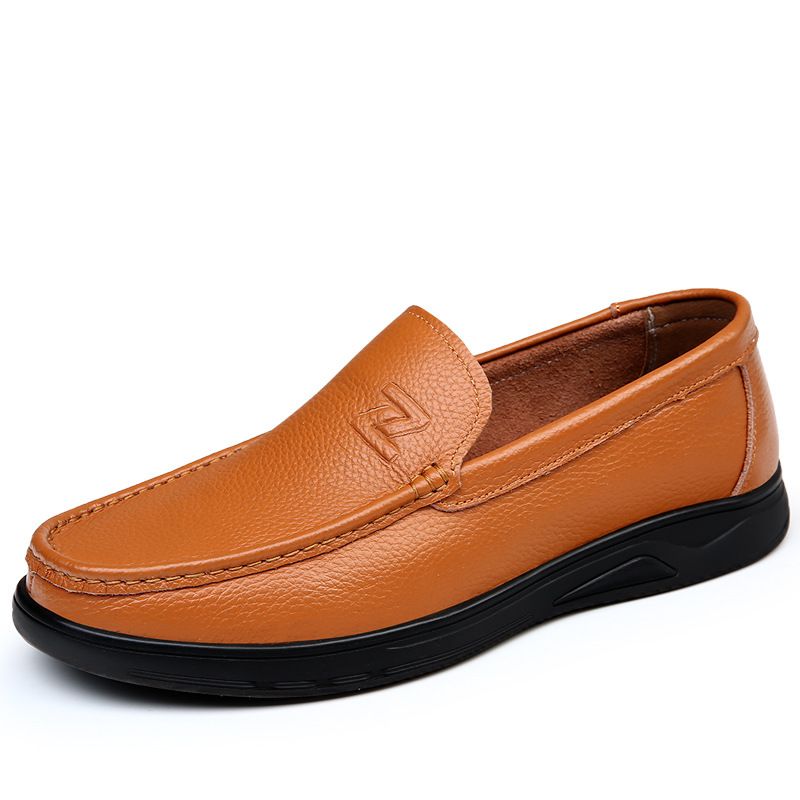 Unbeatable Quality 2024 Four Seasons Head Breathable Fashion Bean Men's Genuine Casual Business Leather Shoes_vogvips.com