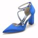 Women's Chunky Heel Rhinestone Strap Pointed Toe Wedding Dress Shoes Bridesmaids_vogvips.com