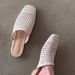 2025 New Style Woven Hollow Half Slippers For Women Summer Flat Square Toe Fashionable Lazy Sandals_vogvips.com